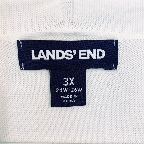 Lands End Open Front Cardigan Sweater Plus Size 3x Navy Tan Ivory Color Block - Picture 4 of 6